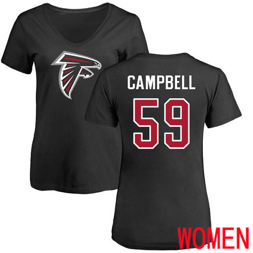 Atlanta Falcons Black Women De Vondre Campbell Name And Number Logo NFL Football #59 T Shirt